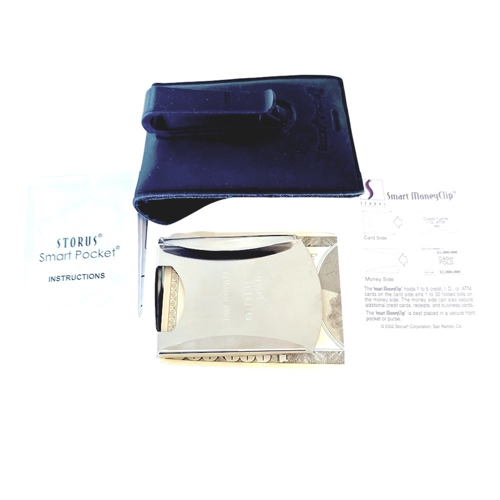 Storus Smart Pocket 2 Smart Money Clip Silver and Case